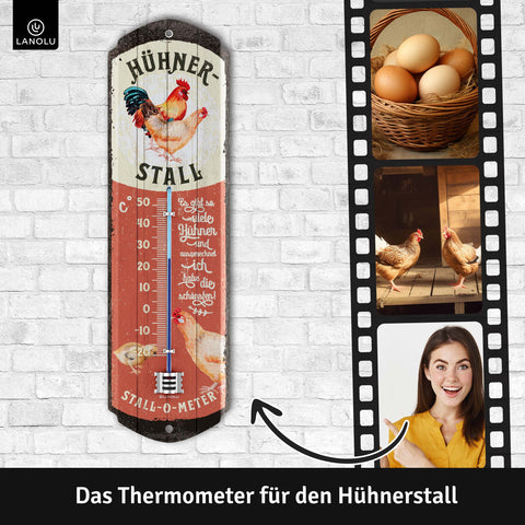 LANOLU Thermometer Huehnerstall 8x28cm