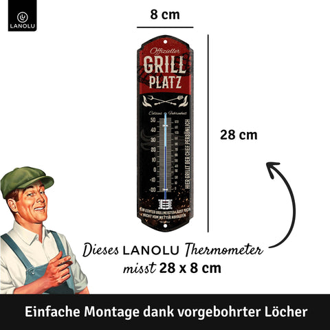 LANOLU Thermometer Grillplatz 8x28cm