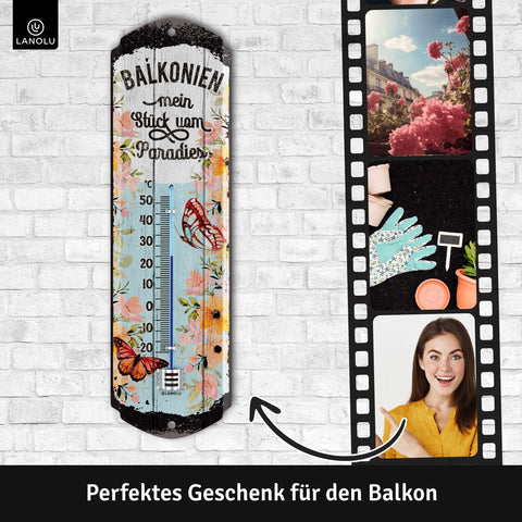 LANOLU Thermometer Balkonien 8x28cm