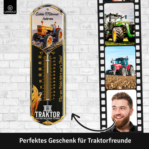 LANOLU Thermometer Traktor 8x28cm