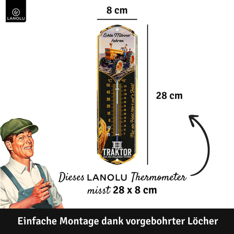 LANOLU Thermometer Traktor 8x28cm