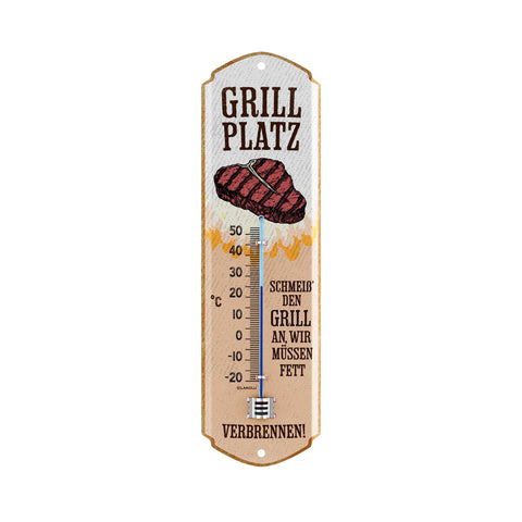 LANOLU Thermometer GRILLPLATZ Fett verbrennen 8x28cm