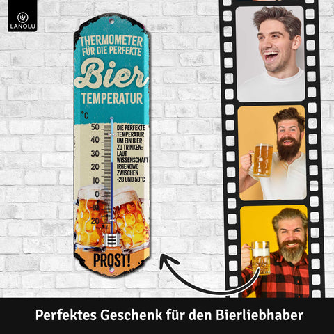 LANOLU Thermometer BIER Temperatur 8x28cm
