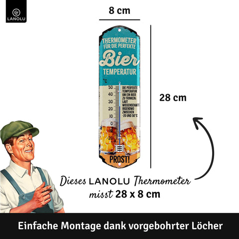 LANOLU Thermometer BIER Temperatur 8x28cm