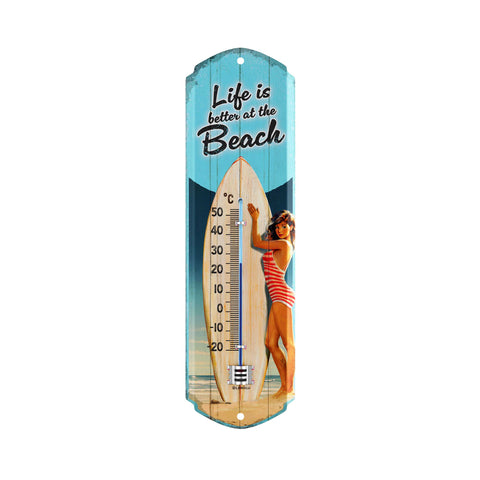 LANOLU Thermometer Life is better at the Beach 8x28cm