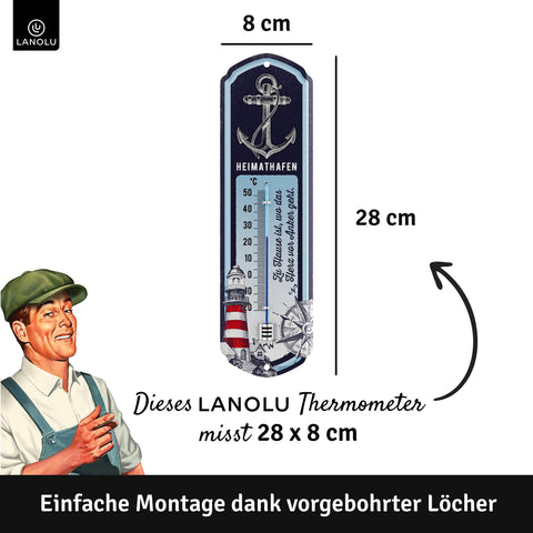 LANOLU Thermometer Heimathafen 8x28cm