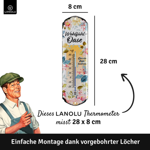 LANOLU Thermometer Wohlfühl-Oase 8x28cm