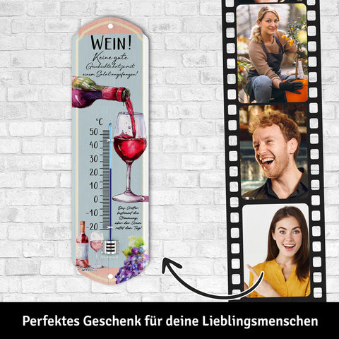 LANOLU Thermometer Wein 8x28cm