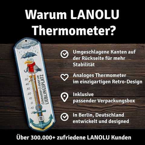 LANOLU Thermometer Watt'n Schietwetter 8x28cm
