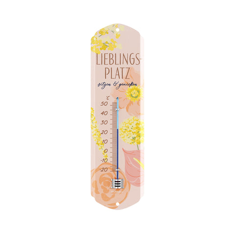 LANOLU Thermometer Lieblingsplatz rosa 8x28cm