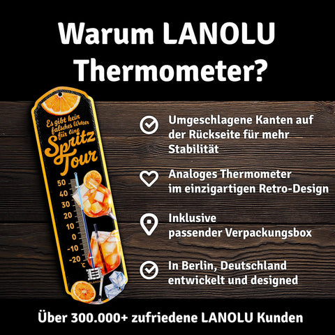 LANOLU Thermometer Falsches Wetter für Spritz Tour 8x28cm