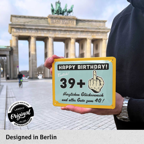 LANOLU Blechschild 40 Geburtstag 39+1 15x20cm