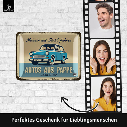 LANOLU Retro Blechschild Trabant Pappe 15x20cm