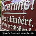 LANOLU Blechschild Achtung! Wer plündert wird erschoßen! 15x20cm