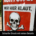 LANOLU Blechschild ACHTUNG! Wer hier klaut, stirbt! 15x20cm