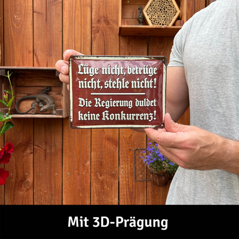 LANOLU Blechschild Die Regierung duldet keine Konkurrenz! 15x20cm