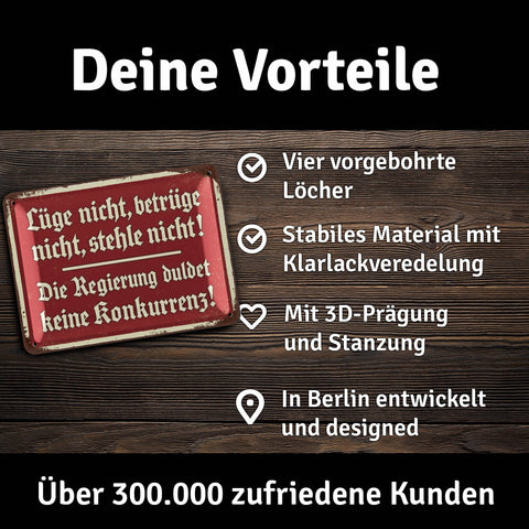 LANOLU Blechschild Die Regierung duldet keine Konkurrenz! 15x20cm