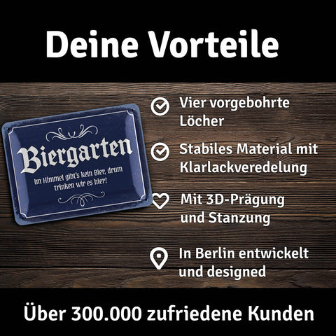 LANOLU Blechschild Biergarten 15x20cm