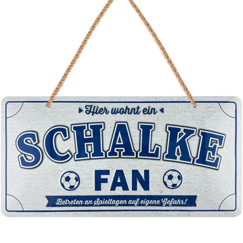 LANOLU Kordelschild Hier wohnt ein SCHALKE Fan 16x32cm