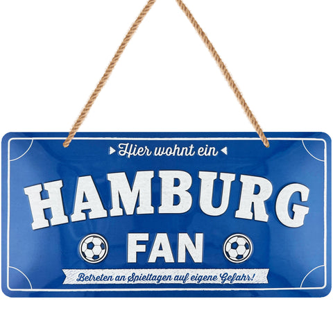 LANOLU Kordelschild Hier wohnt ein HAMBURG Fan 16x32cm