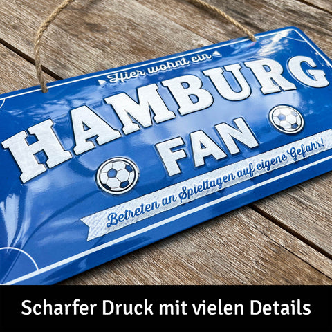 LANOLU Kordelschild Hier wohnt ein HAMBURG Fan 16x32cm