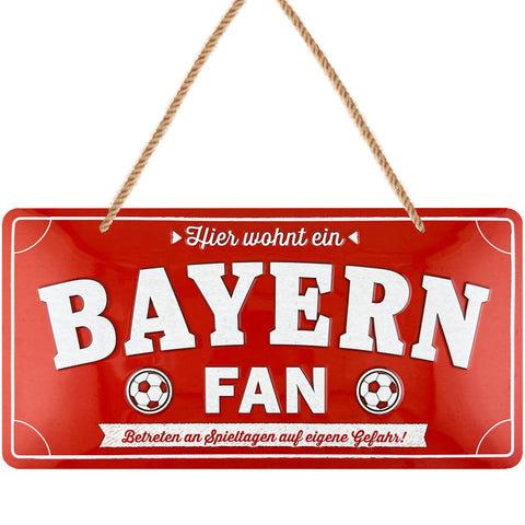 LANOLU Kordelschild Hier wohnt ein BAYERN Fan 16x32cm