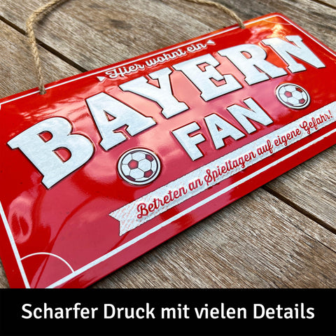 LANOLU Kordelschild Hier wohnt ein BAYERN Fan 16x32cm
