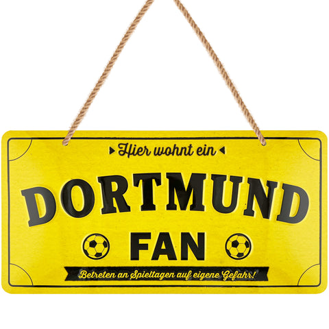 LANOLU Kordelschild Hier wohnt ein DORTMUND Fan 16x32cm