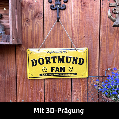 LANOLU Kordelschild Hier wohnt ein DORTMUND Fan 16x32cm
