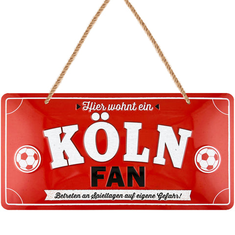 LANOLU Kordelschild Hier wohnt ein KÖLN Fan 16x32cm