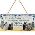 LANOLU Kordelschild Glück KATZE anfassen 16x32cm