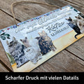LANOLU Kordelschild Glück KATZE anfassen 16x32cm