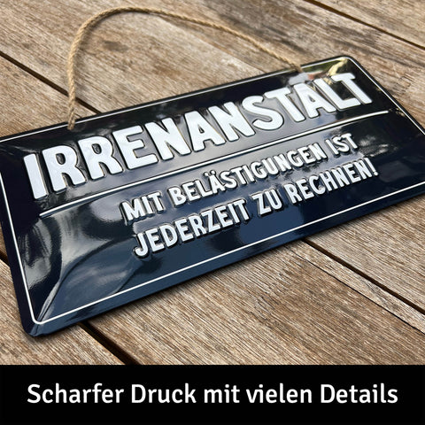LANOLU Kordelschild Irrenanstalt 16x32cm