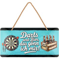 LANOLU Kordelschild Darts+Bier das gönn ich mir 16x32cm