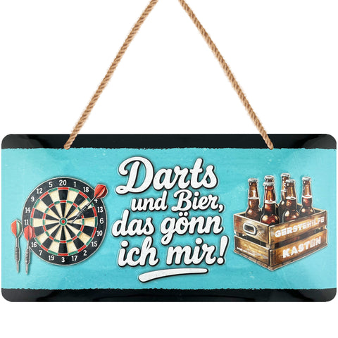 LANOLU Kordelschild Darts+Bier das gönn ich mir 16x32cm
