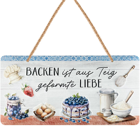 LANOLU Kordelschild Backen ist aus Teig geformte Liebe 16x32cm