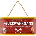 LANOLU Kordelschild Hier wohnt ein Feuerwehrmann mit der Flamme seines Lebens 16x32cm