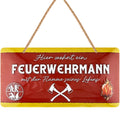 LANOLU Kordelschild Hier wohnt ein Feuerwehrmann mit der Flamme seines Lebens 16x32cm