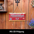 LANOLU Kordelschild Hier wohnt ein Feuerwehrmann mit der Flamme seines Lebens 16x32cm