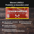 LANOLU Kordelschild Hier wohnt ein Feuerwehrmann mit der Flamme seines Lebens 16x32cm