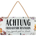 LANOLU Kordelschild Achtung freilaufende Renterin 16x32cm