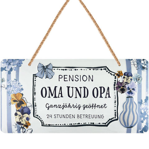 LANOLU Kordelschild Oma Opa Pension 16x32cm