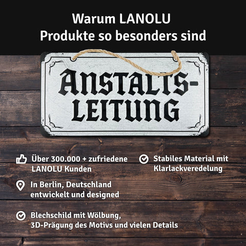 LANOLU Kordelschild Anstaltsleitung 16x32cm