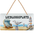 LANOLU Kordelschild Lieblingsplatz Strandkorb 16x32cm