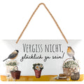 LANOLU Kordelschild Vergiss nicht, glücklich zu sein mit Spatz 16x32cm