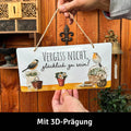 LANOLU Kordelschild Vergiss nicht, glücklich zu sein mit Spatz 16x32cm