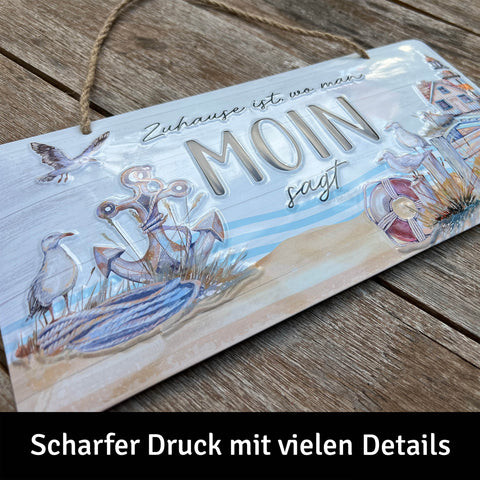 LANOLU Kordelschild Zuhause ist, wo man Moin sagt 16x32cm