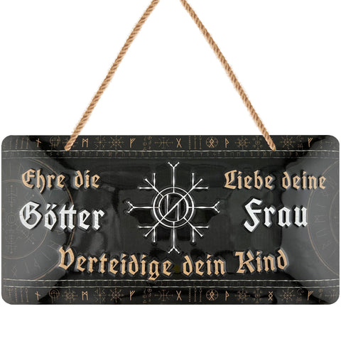 LANOLU Kordelschild Ehre die Götter Liebe deine Frau verteidige dein Kind 16x32cm