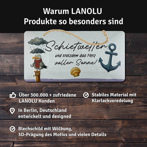 LANOLU Kordelschild Schietwetter 16x32cm