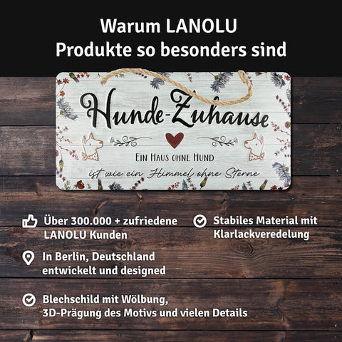 LANOLU Kordelschild Hunde-Zuhause 16x32cm